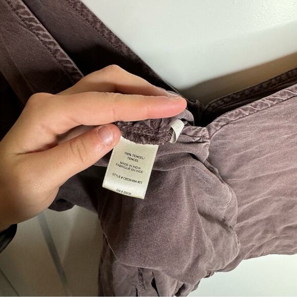 Cloth & Stone Wide Leg Crop Purple Drawstring Jumpsuit Size Large - Picture 8 of 8